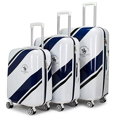 Lightweight luggage tags with personalized names and contact info for easy identificationSanta Barbara Polo Racquet Club Ribbon Collection Expandable 3 Piece Luggage Set (Blue Ribbon)