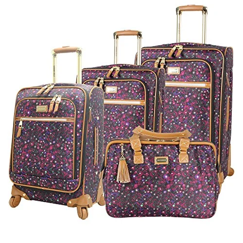 Luggage straps with buckle closures to secure overstuffed bagsSteve Madden Luggage Honey 4 Piece Spinner Collection (Purple)