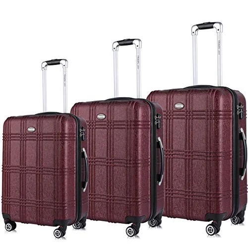 Travel Joy Expandable Spinner Luggage Set,TSA lightweight Hardside Luggage Sets, 20" 24"28 inches Carry On Luggage (BURGUNDY, 3 pcs set(20"24"28")) Travel Joy Expandable Spinner Luggage Set,TSA lightweight Hardside Luggage Sets, 20" 24"28 inches Carry On Luggage (BURGUNDY, 3 pcs set(20"24"28"))