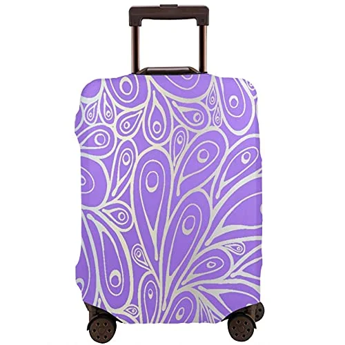 Travel Luggage Cover,Purple Fantasy Doodle Peacock Feathers Patter,Washable Elastic Durable , With Concealed Zipper Suitcase Protector Fits For 22-24 Inch -M. Travel Luggage Cover,Purple Fantasy Doodle Peacock Feathers Patter,Washable Elastic Durable , With Concealed Zipper Suitcase Protector Fits For 22-24 Inch -M.