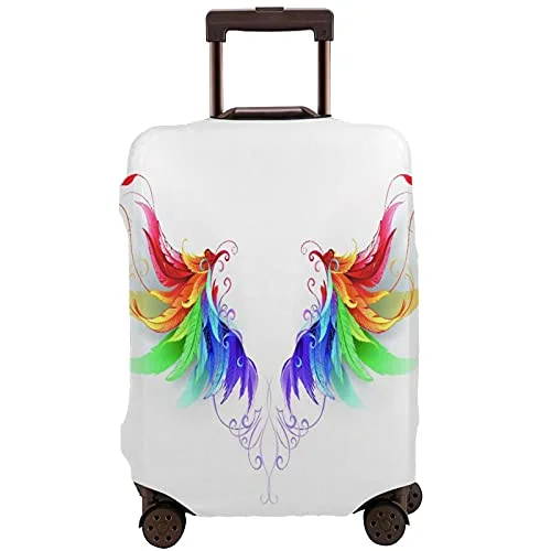 Travel Luggage Cover,Realistic Looking Feathers In Rainbow Color F,Washable Elastic Durable , With Concealed Zipper Suitcase Protector Fits For 25-28 Inch -L. Travel Luggage Cover,Realistic Looking Feathers In Rainbow Color F,Washable Elastic Durable , With Concealed Zipper Suitcase Protector Fits For 25-28 Inch -L.