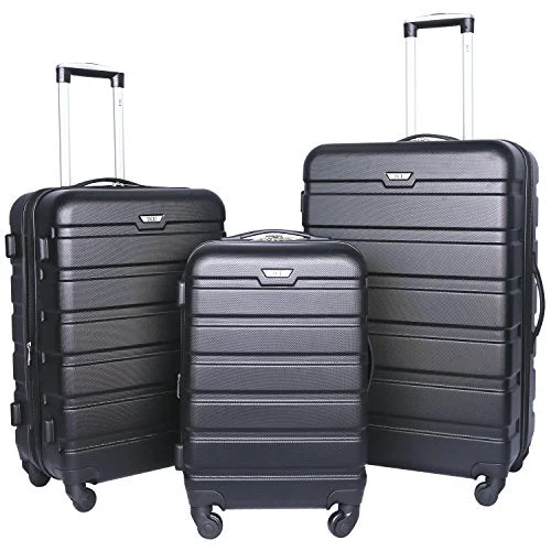 Leather luggage handles for a comfortable and stylish gripTravelers Club Luggage 3-Piece Expandable Hardsided 2-in-1, Black Luggage Set One Size Leather luggage handles for a comfortable and stylish gripTravelers Club Luggage 3-Piece Expandable Hardsided 2-in-1, Black Luggage Set One Size