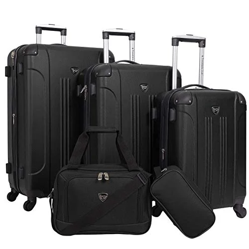 Luggage trolley organizers to hold small items like keys and phonesTravelers Club Sky+ Luggage Set, Black, 5 Piece