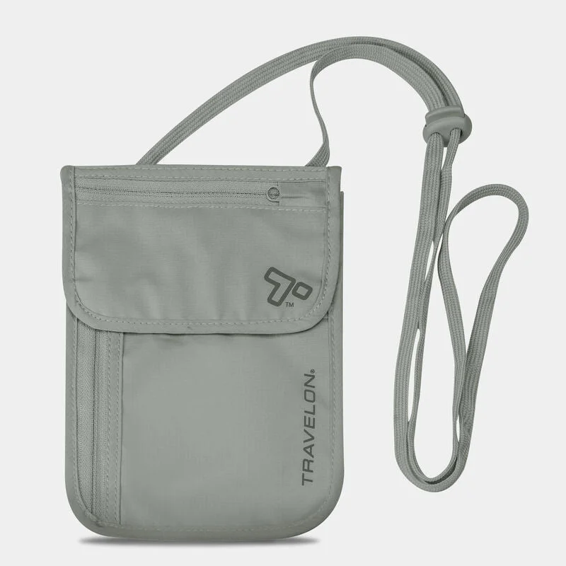 Travel garment hangers that are foldable for easy packingTravelon RFID Blocking Neck Pouch Grey 12998-510