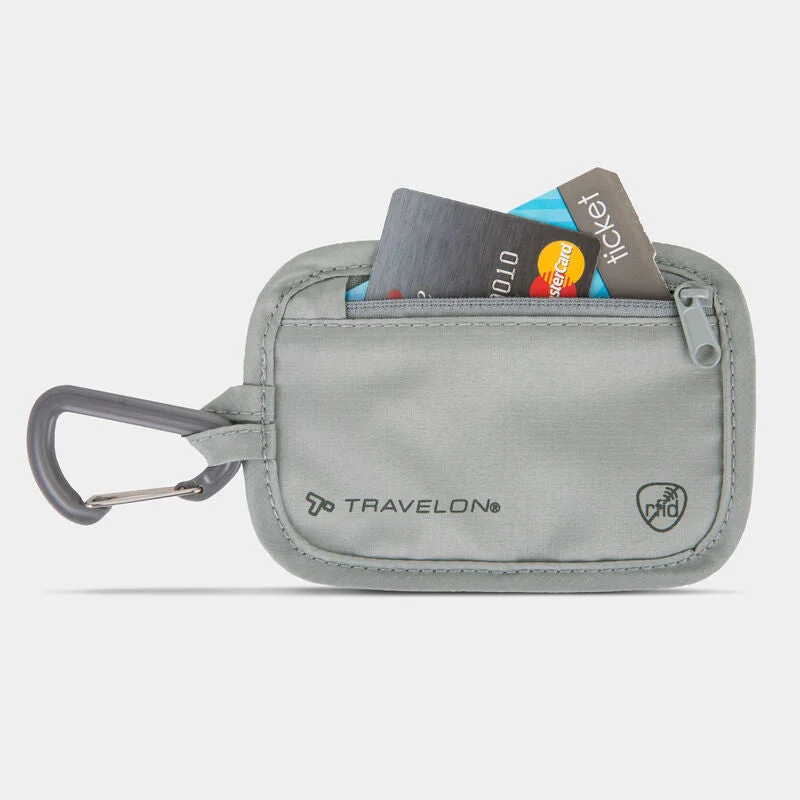 Magnetic luggage labels that can be easily changed or removedTravelon RFID Clip Stash Pouch Gray 13368-510