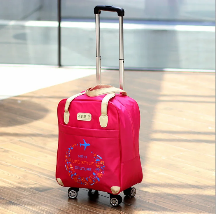 Rose red universal wheel single trolley bag