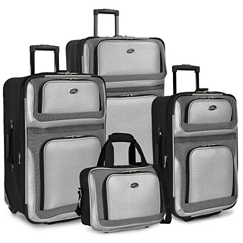 Neck pillows with memory foam for comfortable in - flight or car ridesU.S. Traveler New Yorker 4-Piece Luggage Set in Silver Gray Neck pillows with memory foam for comfortable in - flight or car ridesU.S. Traveler New Yorker 4-Piece Luggage Set in Silver Gray