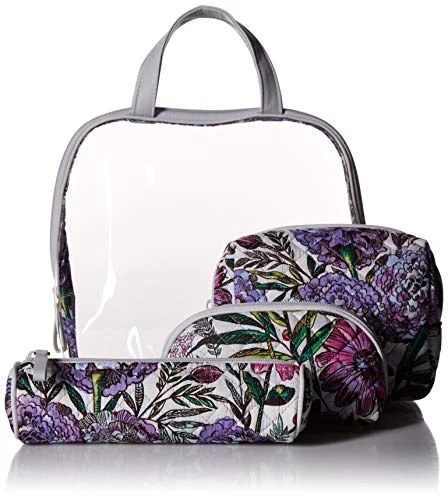 Hanging toiletry bags with multiple compartments for bathroom essentialsVera Bradley Iconic 4 Pc. Cosmetic Set, Lavender Meadow
