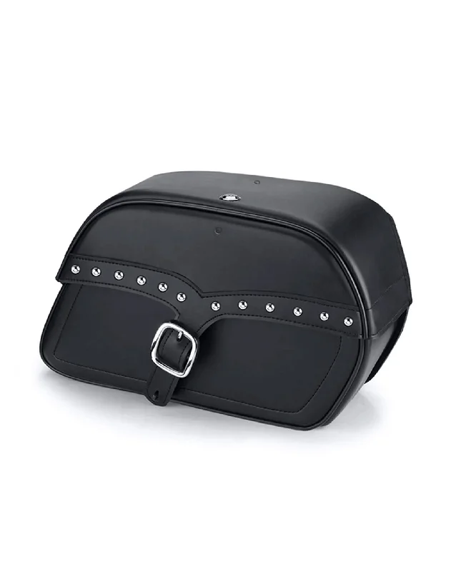Compression packing bags to save space in travel backpacks32L - Vintage Single Strap Large Leather Studded Motorcycle Saddlebags for Harley Softail Low Rider S FXLRS
