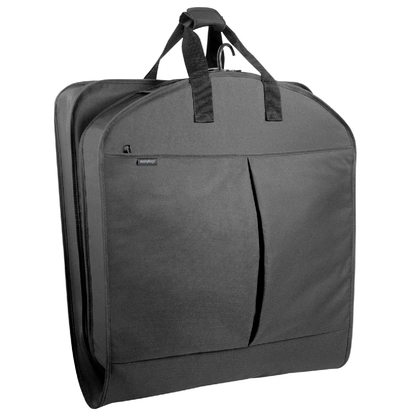 Leather luggage handles for a comfortable and stylish gripWallyBags 45" Garment bag with Extra Capacity 872 Black