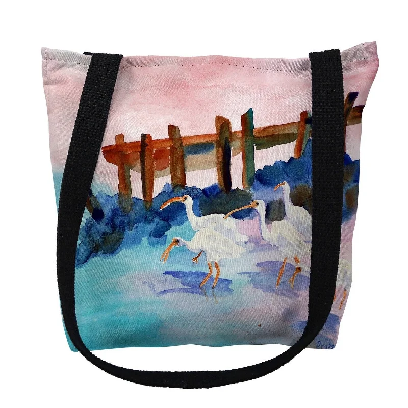 Portable shoe bags to keep footwear separate in suitcasesWhite Ibises Small Tote Bag 13x13