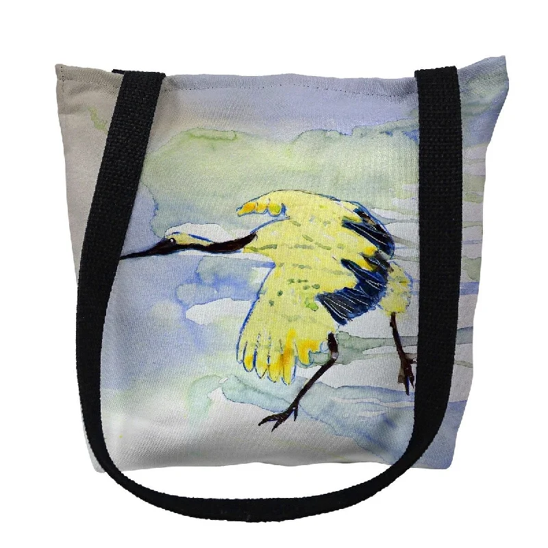 Leather luggage handles for a comfortable and stylish gripYellow Crane Small Tote Bag 13x13
