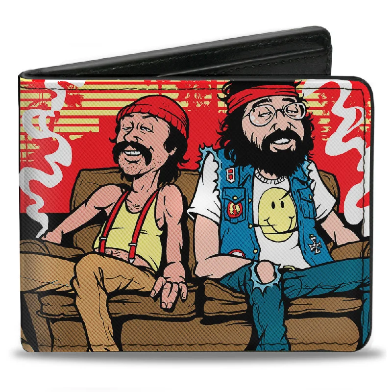 Stainless steel money clips for durabilityBi-Fold Wallet - Cheech & Chong on Couch Cartoon + Smoke Cloud Logo Black Blue White Stainless steel money clips for durabilityBi-Fold Wallet - Cheech & Chong on Couch Cartoon + Smoke Cloud Logo Black Blue White