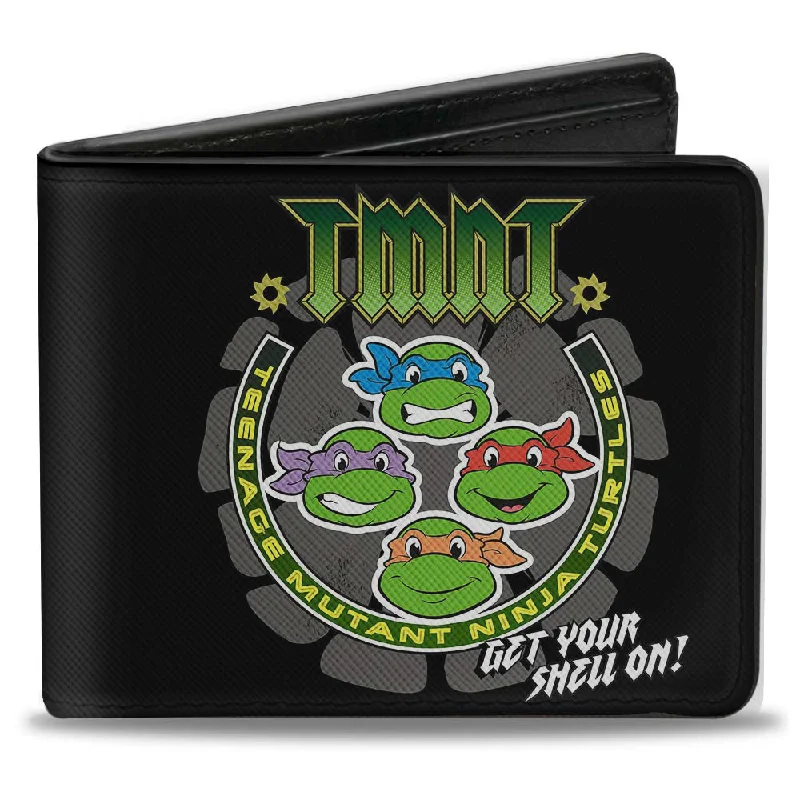 Elegant money clips for weddingsBi-Fold Wallet - Classic TMNT-GET YOUR SHELL ON + TMNT WORLD TOUR 84 Black Gray Green