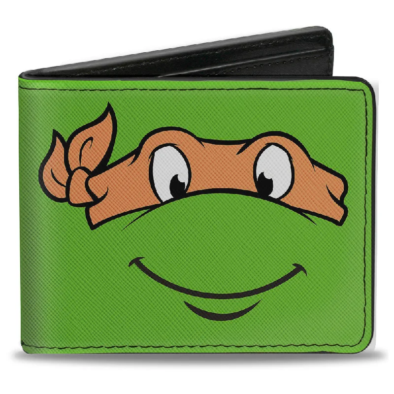 Money clips with magnetic closureBi-Fold Wallet - Classic TMNT Michaelangelo Face CLOSE-UP Green Orange Money clips with magnetic closureBi-Fold Wallet - Classic TMNT Michaelangelo Face CLOSE-UP Green Orange