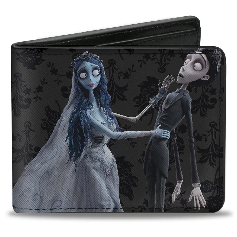 Money clips with RFID protectionBi-Fold Wallet - Corpse Bride Emily Victor Pose + Logo Grays Black White Money clips with RFID protectionBi-Fold Wallet - Corpse Bride Emily Victor Pose + Logo Grays Black White