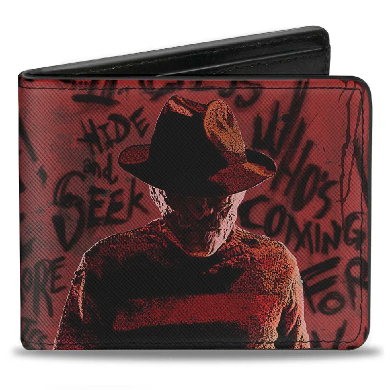 Top-rated money clips for everyday useBi-Fold Wallet - Freddy Pose2 + Hand Scratching Quote Scrawls Reds Black Top-rated money clips for everyday useBi-Fold Wallet - Freddy Pose2 + Hand Scratching Quote Scrawls Reds Black
