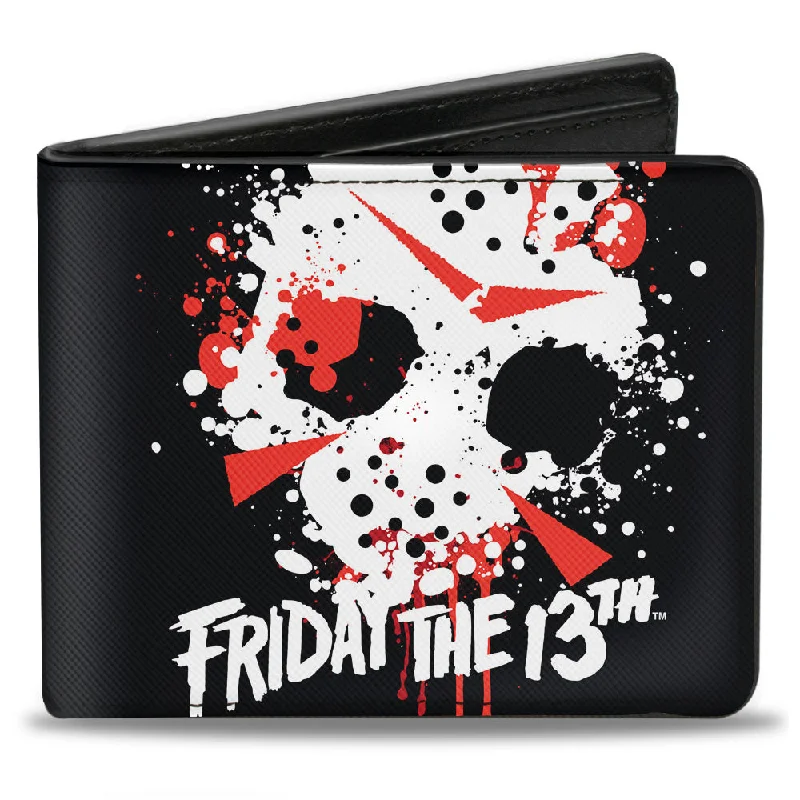 Vintage-style money clips for collectorsBi-Fold Wallet - FRIDAY THE 13th Jason Mask 5 Splatter Black White Red Vintage-style money clips for collectorsBi-Fold Wallet - FRIDAY THE 13th Jason Mask 5 Splatter Black White Red