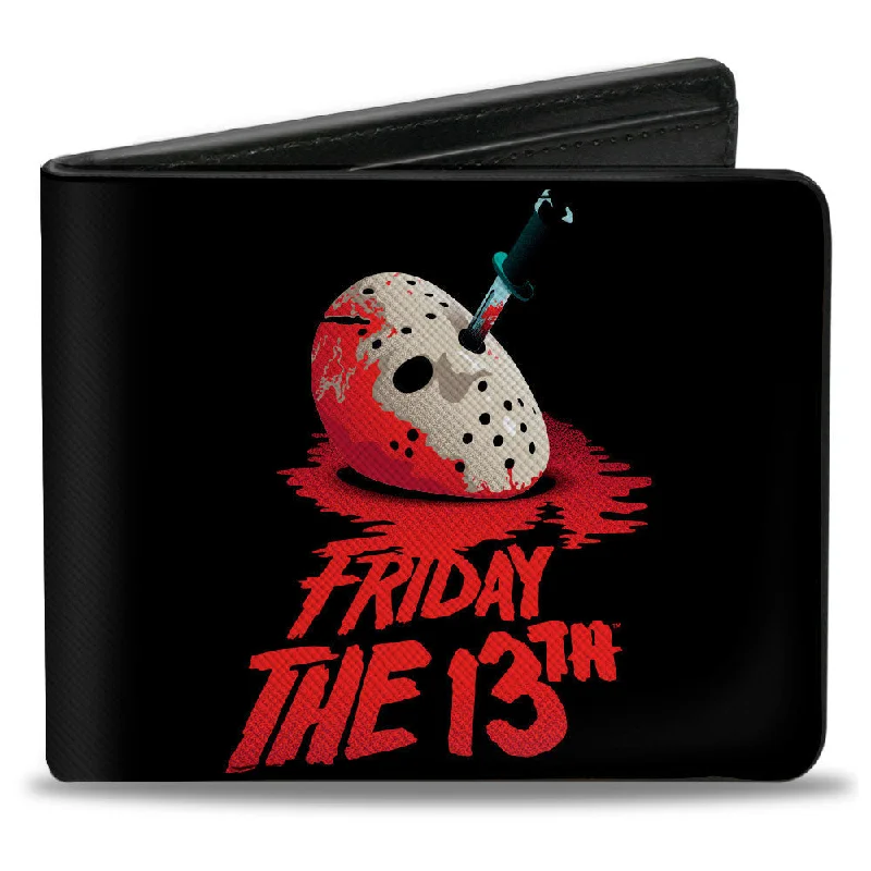Slim money clips for minimalist walletsBi-Fold Wallet - FRIDAY THE 13TH Vintage Jason Mask Poster Black Red