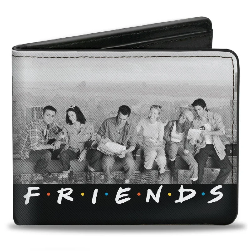 Eco-friendly money clips made from sustainable materialsBi-Fold Wallet - FRIENDS 6-Character Lunch on a Skyscraper Vivid Grays Black White Multi Color Eco-friendly money clips made from sustainable materialsBi-Fold Wallet - FRIENDS 6-Character Lunch on a Skyscraper Vivid Grays Black White Multi Color