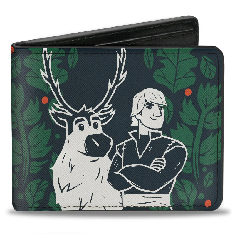 Money clips for holding large amounts of cashBi-Fold Wallet - Frozen II Kristoff & Sven Pose + BELIEVE IN THE JOURNEY Leaves Woodcut Black Green White Money clips for holding large amounts of cashBi-Fold Wallet - Frozen II Kristoff & Sven Pose + BELIEVE IN THE JOURNEY Leaves Woodcut Black Green White