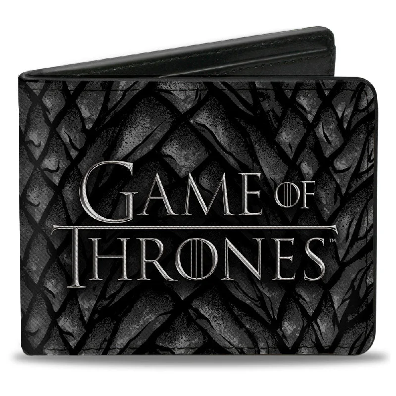 Luxury leather money clips with card slotsBi-Fold Wallet - GAME OF THRONES Logo Dragon Scales Black/Grays