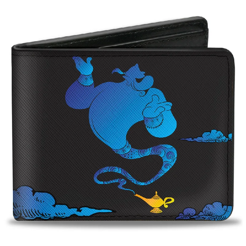Money clips vs traditional walletsBi-Fold Wallet - Genie Lamp Silhouette Pose Clouds Black Blues Gold Money clips vs traditional walletsBi-Fold Wallet - Genie Lamp Silhouette Pose Clouds Black Blues Gold