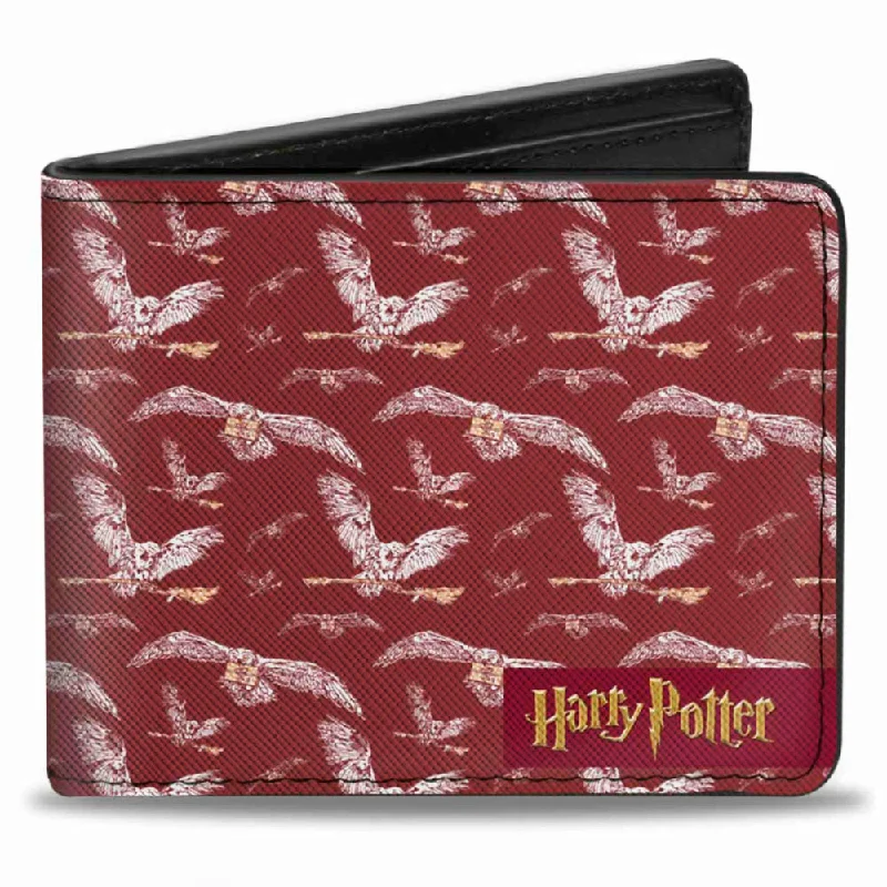 Top-rated money clips for everyday useBi-Fold Wallet - HARRY POTTER Hedwig Flying Poses Burgundy White Golds Top-rated money clips for everyday useBi-Fold Wallet - HARRY POTTER Hedwig Flying Poses Burgundy White Golds