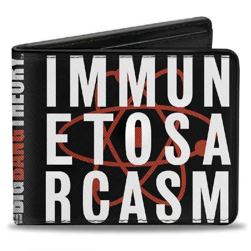 Lightweight money clips for travelBi-Fold Wallet - IMMUNE TO SARCASM Atom Black Red White