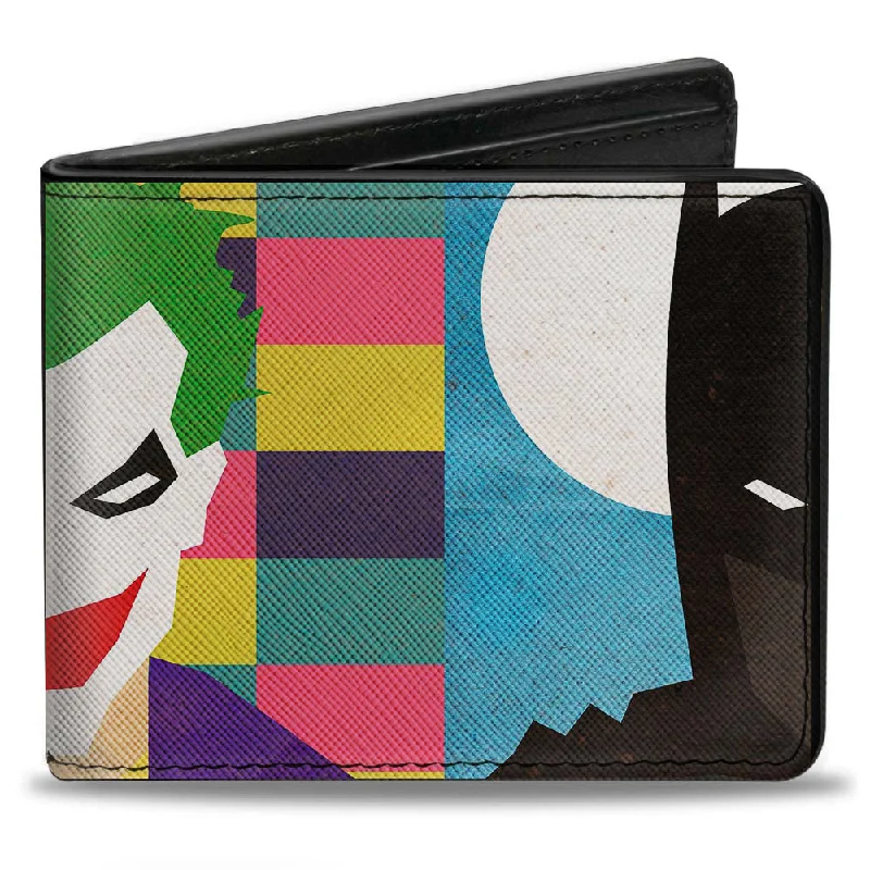 Best money clips for cash and cardsBi-Fold Wallet - Joker Batman Face Juxtaposition Multi Color Blue White