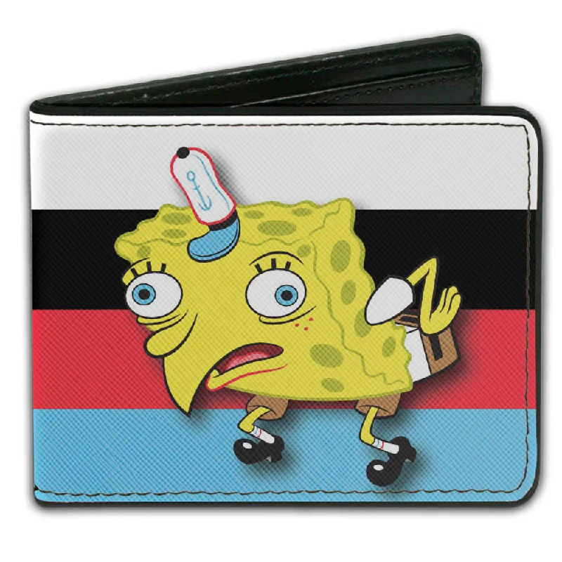 Elegant money clips for weddingsBi-Fold Wallet - Mocking SpongeBob Pose Stripe White Black Red Blue