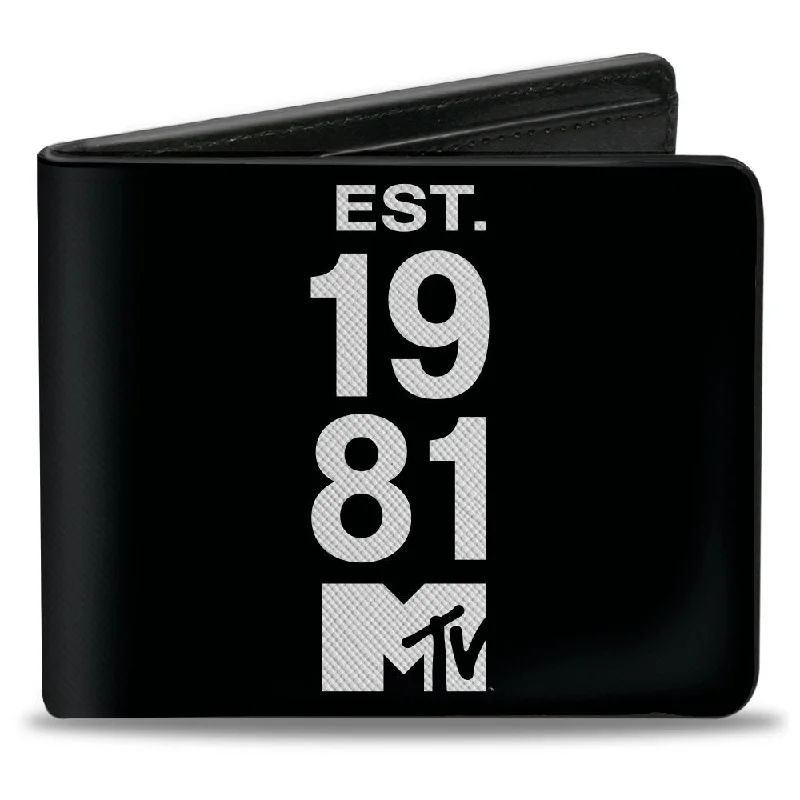 Money clips with built-in bottle openersBi-Fold Wallet - MTV EST. 1981 Text and Logo Black/White