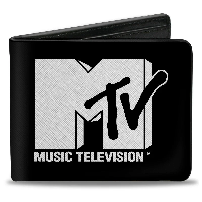 Stainless steel money clips for durabilityBi-Fold Wallet - MTV Music Television Logo Black/White