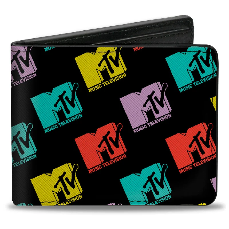 Money clips vs traditional walletsBi-Fold Wallet - MTV Music Television Logo Monogram Black/Multi Color