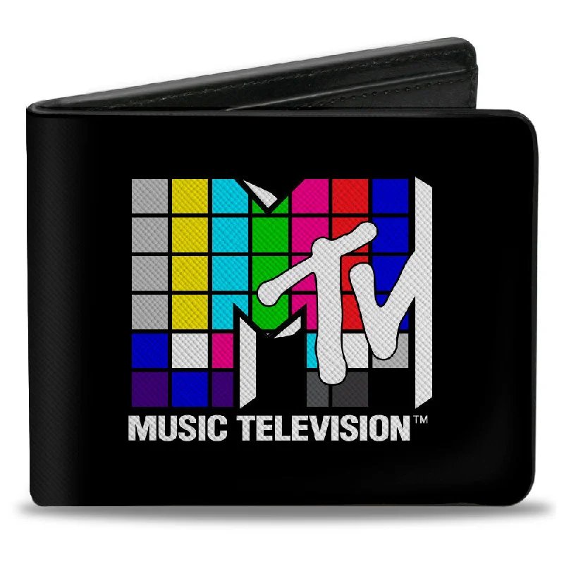 Vintage-style money clips for collectorsBi-Fold Wallet - MTV Music Television Puzzle Cube Logo Black/Multi Color
