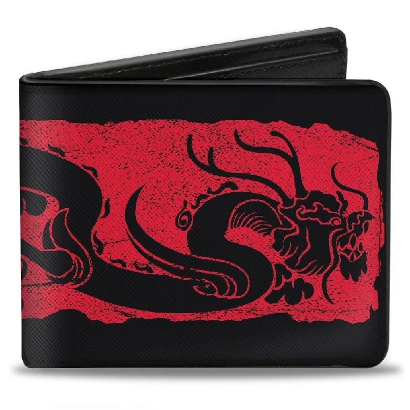How to choose the right money clipBi-Fold Wallet - Mulan Dragon Block Print Black Red Black