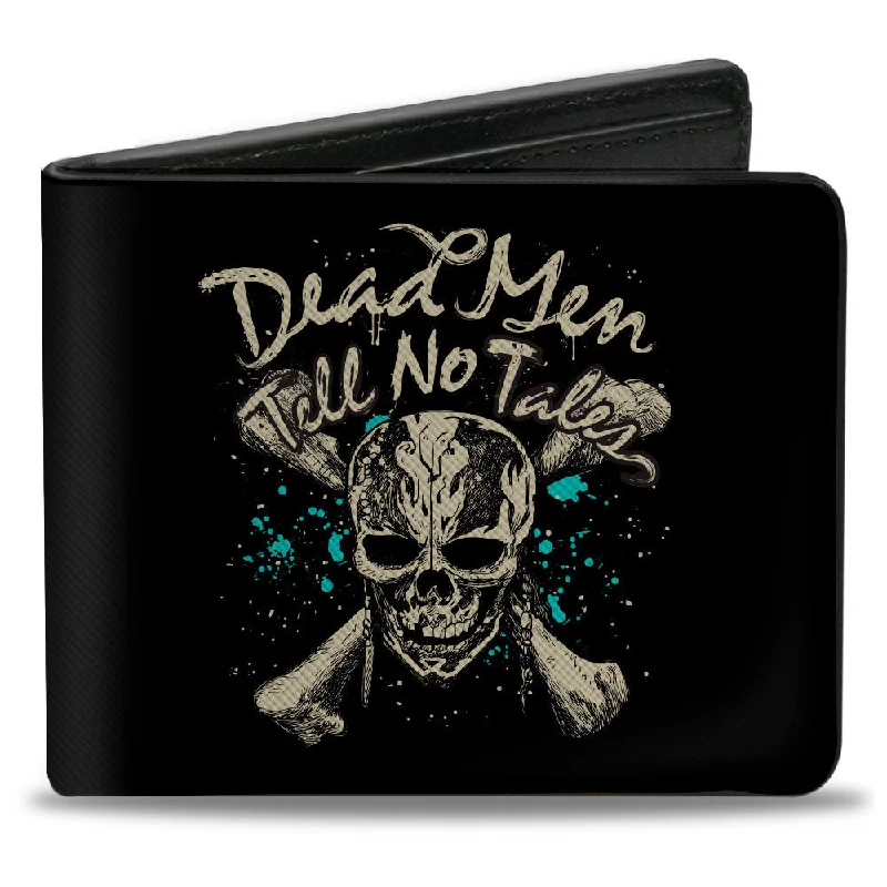 Money clips for holding large amounts of cashBi-Fold Wallet - Pirates of the Caribbean DEAD MEN TELL NO TALES Skull and Crossbones Black/Beige