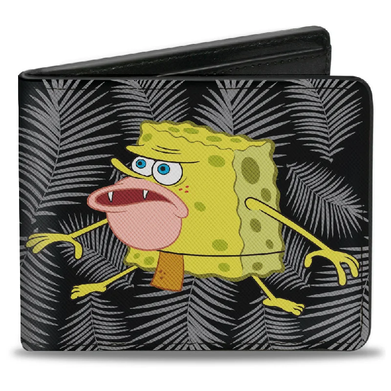 Money clips with RFID protectionBi-Fold Wallet - Primitive Sponge Pose Leaves Black Gray