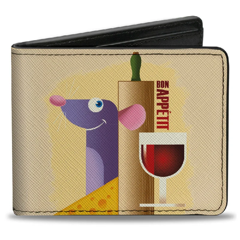 Top-rated money clips for everyday useBi-Fold Wallet - Ratatouille Remy BON APPETIT Hiding Pose + Text Logo Beige Reds Top-rated money clips for everyday useBi-Fold Wallet - Ratatouille Remy BON APPETIT Hiding Pose + Text Logo Beige Reds