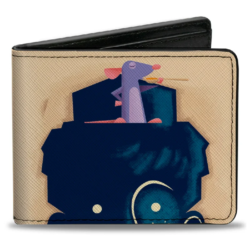 Luxury leather money clips with card slotsBi-Fold Wallet - Ratatouille Remy Eating Pose + Paris Logo Beige Reds Blues Luxury leather money clips with card slotsBi-Fold Wallet - Ratatouille Remy Eating Pose + Paris Logo Beige Reds Blues