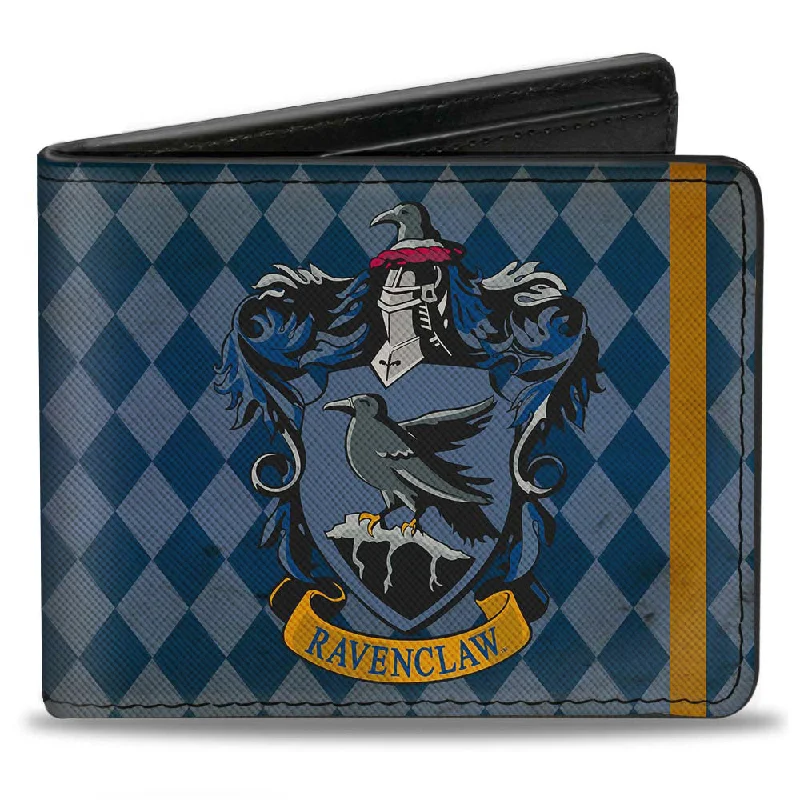 Money clips vs traditional walletsBi-Fold Wallet - RAVENCLAW Crest Diamonds Weathered Blues Gold