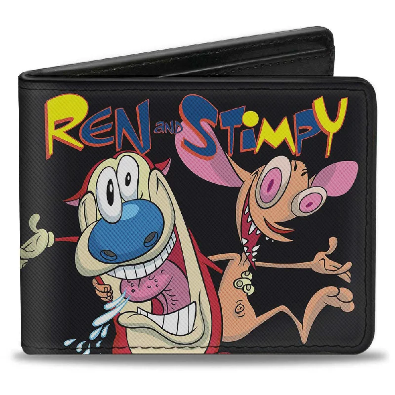 Lightweight money clips for travelBi-Fold Wallet - REN AND STIMPY Buddy Pose Black