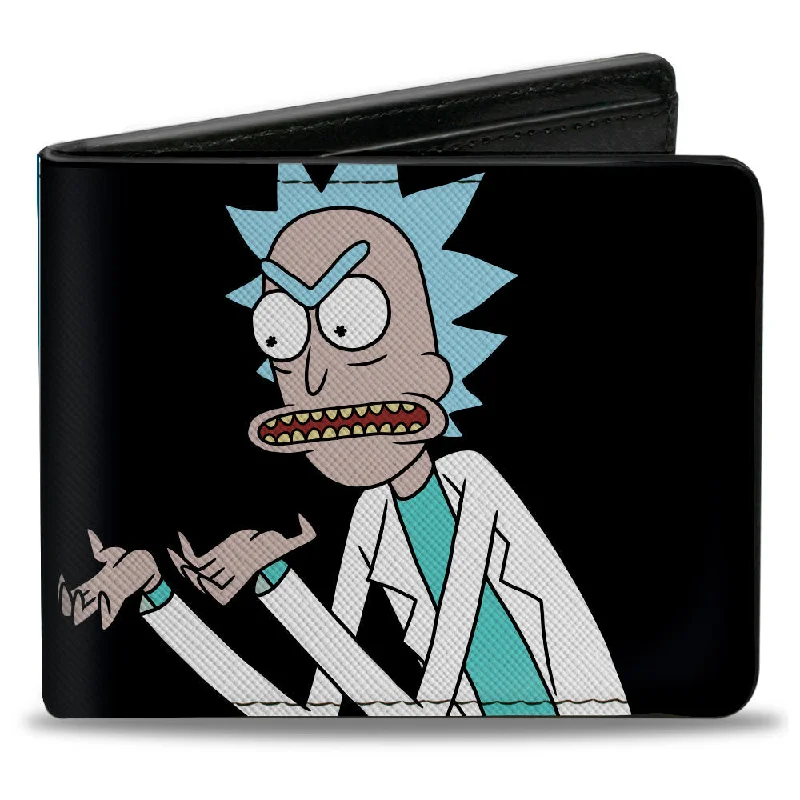 Personalized engraved money clips for menBi-Fold Wallet - Rick and Morty Pose Blocks Black + Blue
