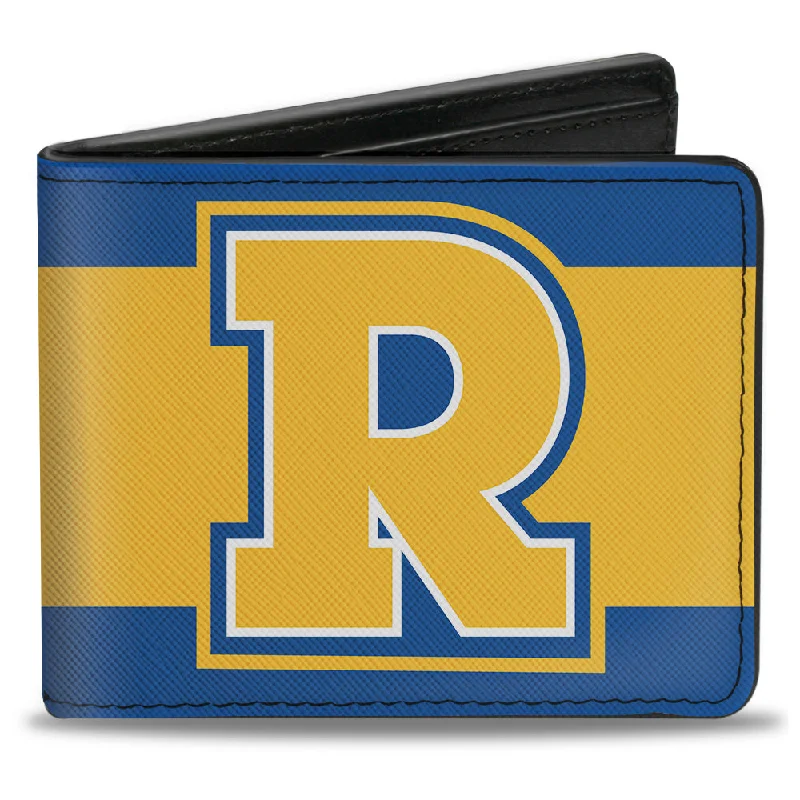 Elegant money clips for weddingsBi-Fold Wallet - RIVERDALE "R" Logo Stripe Blue Yellow