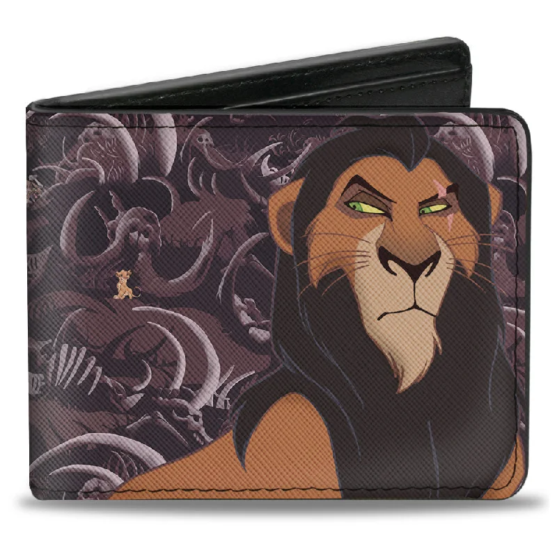 Vintage-style money clips for collectorsBi-Fold Wallet - The Lion King Scar Pose Elephant Graveyard Bones Browns