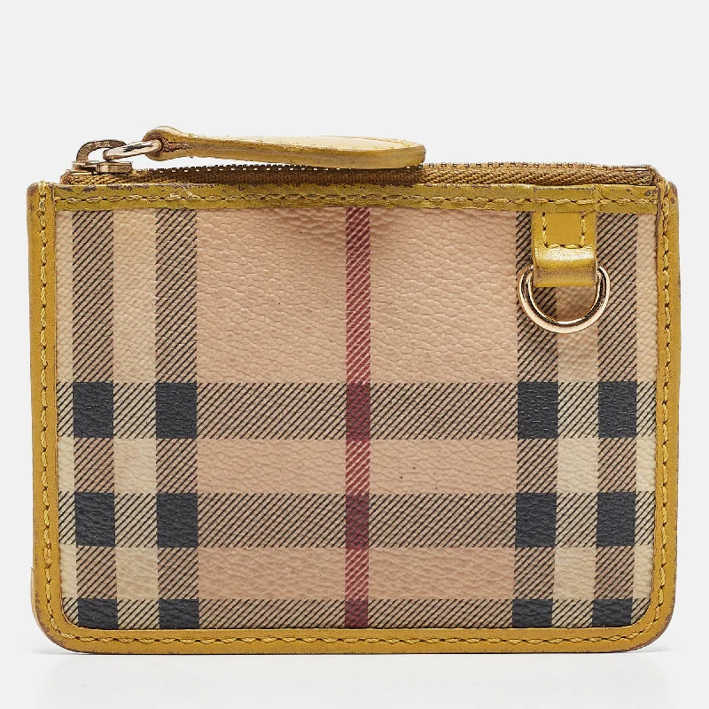 Money clips with RFID protectionBurberry Beige/yellow House Check Pvc And Leather Zip Card Holder Money clips with RFID protectionBurberry Beige/yellow House Check Pvc And Leather Zip Card Holder