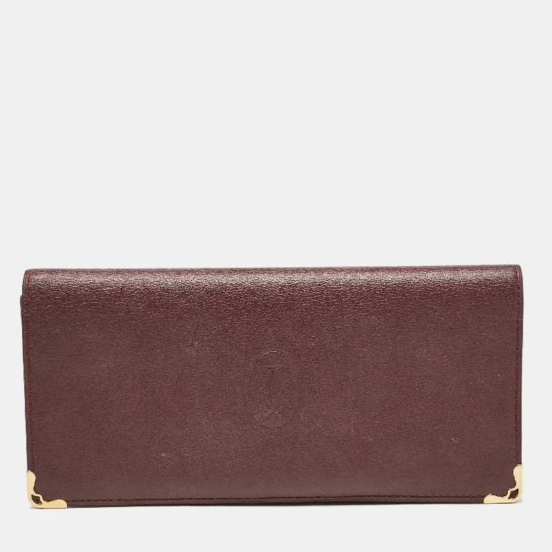 Lightweight money clips for travelCartier Burgundy Leather Must De Cartier Long Bifold Wallet