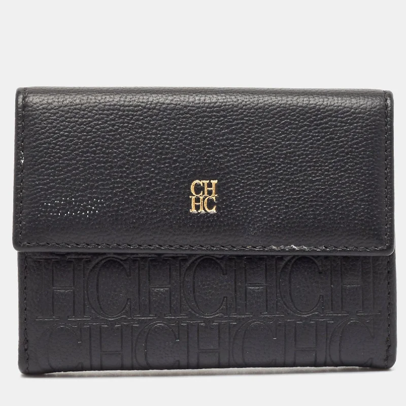 Money clips for women with sleek designsCh Carolina Herrera Black Monogram Leather Compact Wallet Money clips for women with sleek designsCh Carolina Herrera Black Monogram Leather Compact Wallet