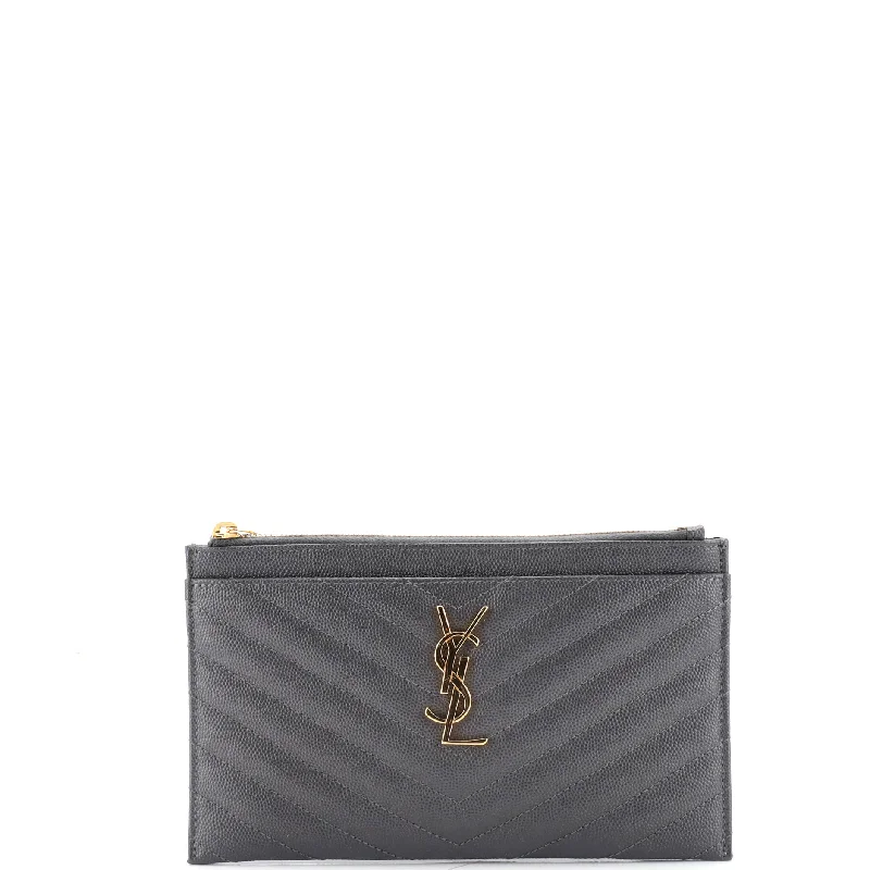 Eco-friendly money clips made from sustainable materialsClassic Monogram Zip Bill Pouch Matelasse Chevron Leather Medium