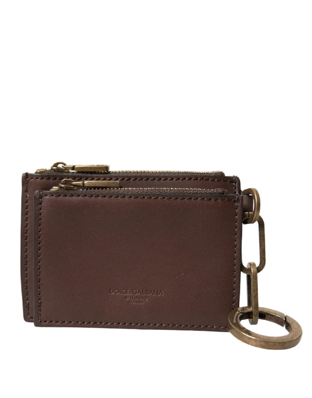 Money clips for holding large amounts of cashDolce & Gabbana  Leather Zip Logo Keyring Coin Purse Keyring Men's Wallet